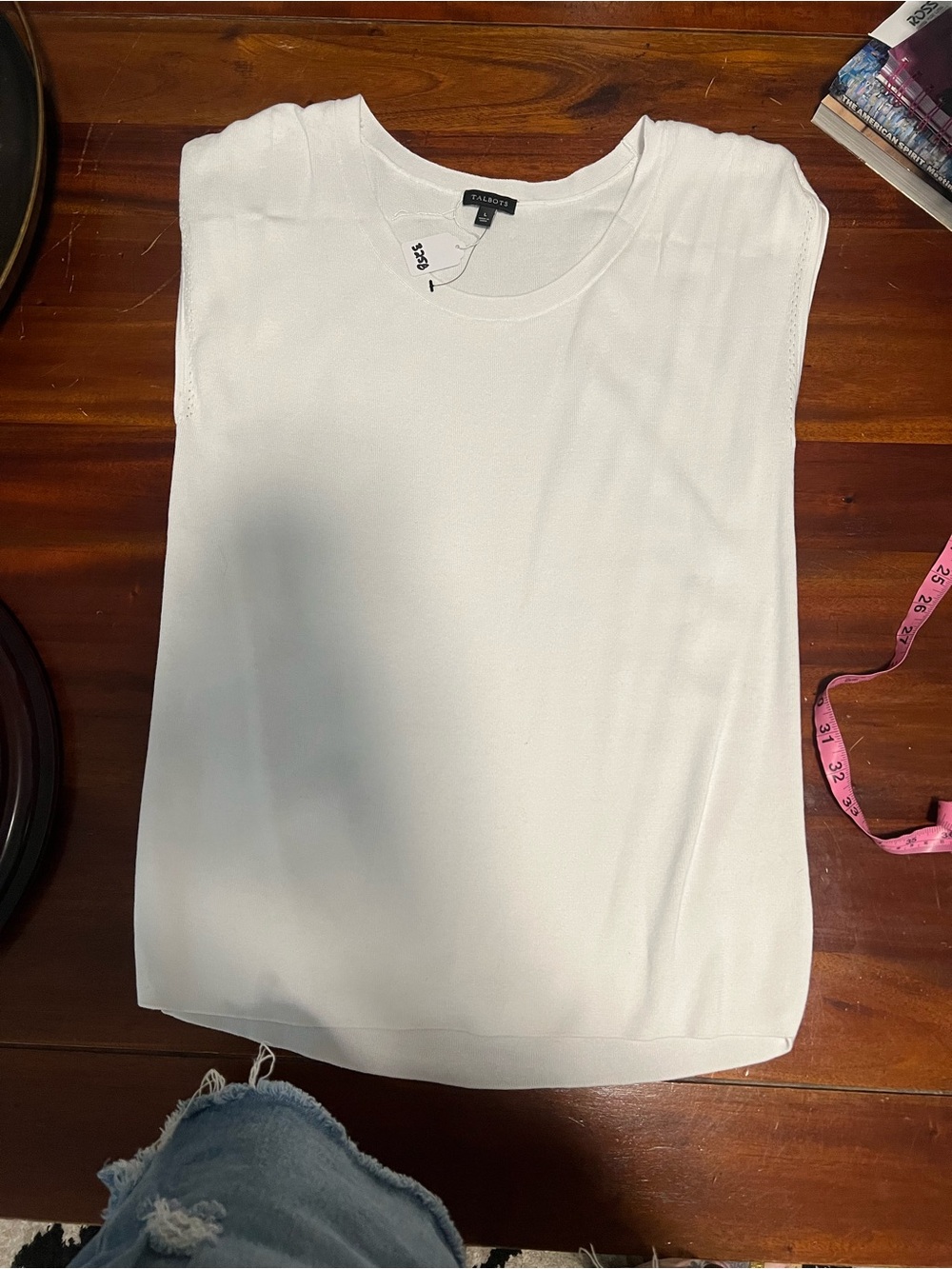 Talbots White Knit Sleeveless Shell Top